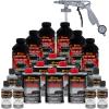 imageCustom Coat Black 1 Gallon Urethane RollOn BrushOn or SprayOn Truck Bed Liner Kit with Roller and Brush Applicator Kit  3 to 1 Mix Ratio  Durable Textured Car Auto Protective CoatingBright Silver