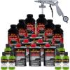 imageCustom Coat Black 1 Gallon Urethane RollOn BrushOn or SprayOn Truck Bed Liner Kit with Roller and Brush Applicator Kit  3 to 1 Mix Ratio  Durable Textured Car Auto Protective CoatingLime Green