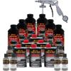 imageCustom Coat Black 1 Gallon Urethane RollOn BrushOn or SprayOn Truck Bed Liner Kit with Roller and Brush Applicator Kit  3 to 1 Mix Ratio  Durable Textured Car Auto Protective CoatingDove Gray