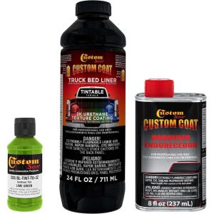 imageCustom Coat Black 1 Gallon Urethane RollOn BrushOn or SprayOn Truck Bed Liner Kit with Roller and Brush Applicator Kit  3 to 1 Mix Ratio  Durable Textured Car Auto Protective CoatingLime Green