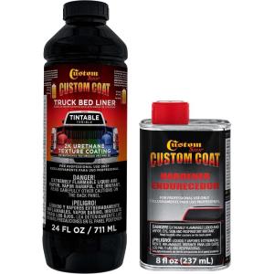 imageCustom Coat Black 1 Gallon Urethane RollOn BrushOn or SprayOn Truck Bed Liner Kit with Roller and Brush Applicator Kit  3 to 1 Mix Ratio  Durable Textured Car Auto Protective CoatingTintable
