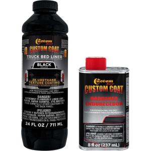 imageCustom Coat Black 1 Gallon Urethane RollOn BrushOn or SprayOn Truck Bed Liner Kit with Roller and Brush Applicator Kit  3 to 1 Mix Ratio  Durable Textured Car Auto Protective CoatingBlack