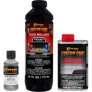imageCustom Coat Black 1 Gallon Urethane RollOn BrushOn or SprayOn Truck Bed Liner Kit with Roller and Brush Applicator Kit  3 to 1 Mix Ratio  Durable Textured Car Auto Protective CoatingBright Silver