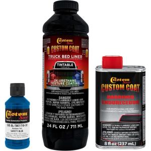 imageCustom Coat Black 1 Gallon Urethane RollOn BrushOn or SprayOn Truck Bed Liner Kit with Roller and Brush Applicator Kit  3 to 1 Mix Ratio  Durable Textured Car Auto Protective CoatingSafety Blue