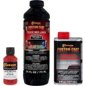 imageCustom Coat Black 1 Gallon Urethane RollOn BrushOn or SprayOn Truck Bed Liner Kit with Roller and Brush Applicator Kit  3 to 1 Mix Ratio  Durable Textured Car Auto Protective CoatingHot Rod Red