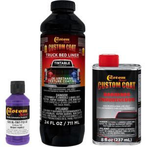 imageCustom Coat Black 1 Gallon Urethane RollOn BrushOn or SprayOn Truck Bed Liner Kit with Roller and Brush Applicator Kit  3 to 1 Mix Ratio  Durable Textured Car Auto Protective CoatingBright Purple