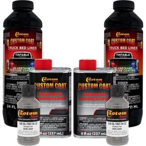 imageCustom Coat Black 1 Gallon Urethane RollOn BrushOn or SprayOn Truck Bed Liner Kit with Roller and Brush Applicator Kit  3 to 1 Mix Ratio  Durable Textured Car Auto Protective CoatingDove Gray