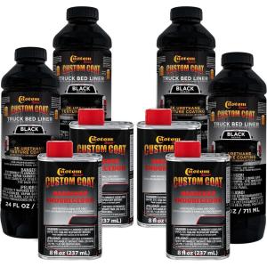 imageCustom Coat Black 1 Gallon Urethane SprayOn Truck Bed Liner Kit  Easy 3 to 1 Mix Ratio Just Mix Shake and Shoot  Professional Durable Textured Protective Coating Prevent Rust  Car Auto