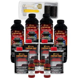 imageCustom Coat Blood Red 1 Gallon Urethane RollOn BrushOn or SprayOn Truck Bed Liner Kit with Roller and Brush Applicator Kit  Easy Mixing Shake Shoot  Textured Car Auto Protective Coating