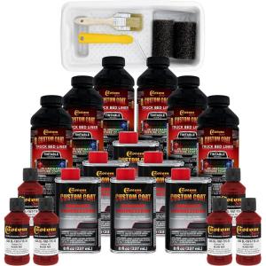 imageCustom Coat Blood Red 15 Gallon 6 Quart Urethane RollOn BrushOn or SprayOn Truck Bed Liner Kit with Roller and Brush Applicator Kit  Easy Mixing  Textured Car Auto Protective Coating