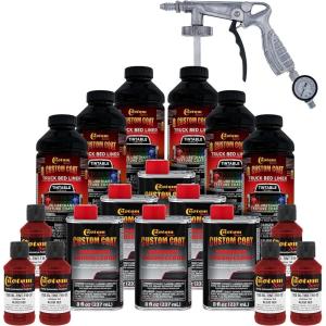 imageCustom Coat Blood Red 15 Gallon 6 Quart Urethane SprayOn Truck Bed Liner Kit with Spray Gun and Regulator  Easy Mixing Shake Shoot  Textured Protective Coating Prevent Rust  Car Auto