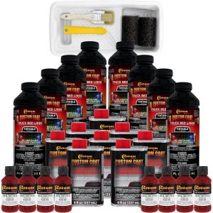 imageCustom Coat Blood Red 2 Gallon Urethane RollOn BrushOn or SprayOn Truck Bed Liner Kit with Roller and Brush Applicator Kit  Easy Mixing  Durable Textured Car Auto Protective Coating