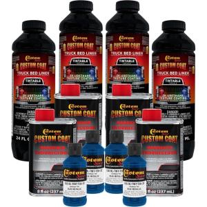 imageCustom Coat Blue Metallic 1 Gallon Urethane SprayOn Truck Bed Liner Kit Easy Mixing Just Shake Shoot  Professional Durable Textured Protective Coating Prevent Stop Rust  Car Auto Equipment