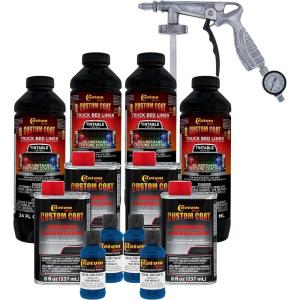 imageCustom Coat Blue Metallic 1 Gallon Urethane SprayOn Truck Bed Liner Kit with Spray Gun and Regulator  Easy Mixing Shake Shoot It  Durable Textured Protective Coating Prevent Rust  Car Auto