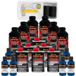 imageCustom Coat Blue Metallic 15 Gallon 6 Quart Urethane RollOn BrushOn or SprayOn Truck Bed Liner Kit with Roller and Brush Applicator Kit  Easy Mixing  Textured Car Auto Protective Coating