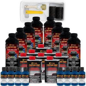 imageCustom Coat Blue Metallic 2 Gallon Urethane RollOn BrushOn or SprayOn Truck Bed Liner Kit with Roller and Brush Applicator Kit  Easy Mixing  Durable Textured Car Auto Protective Coating