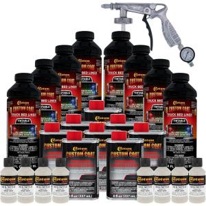 imageCustom Coat Bright White 2 Gallon 8 Quart Urethane SprayOn Truck Bed Liner Kit with Spray Gun and Regulator  Easy Mixing Shake Shoot  Textured Protective Coating Prevent Rust  Car Auto