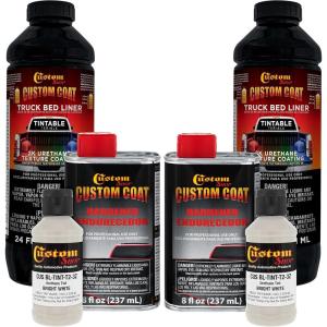 imageCustom Coat Bright White 2 Quart 12 Gallon Urethane SprayOn Truck Bed Liner Kit  Easy Mixing Just Shake Shoot  Durable Textured Protective Coating Prevent Stop Rust  Car Auto Equipment