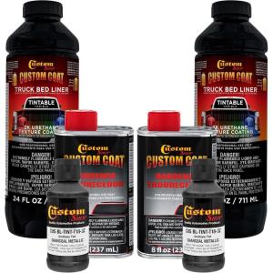 imageCustom Coat Charcoal Metallic 2 Quart 12 Gallon Urethane SprayOn Truck Bed Liner Kit  Easy Mixing Just Shake Shoot  Durable Textured Protective Coating Prevent Stop Rust  Car Auto Equipment