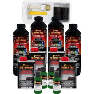imageCustom Coat Emerald Green 1 Gallon Urethane RollOn BrushOn or SprayOn Truck Bed Liner Kit with Roller and Brush Applicator Kit  Easy Mixing Shake Shoot  Textured Car Auto Protective Coating