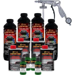 imageCustom Coat Emerald Green 1 Gallon Urethane SprayOn Truck Bed Liner Kit with Spray Gun and Regulator  Easy Mixing Shake Shoot It  Durable Textured Protective Coating Prevent Rust  Car Auto