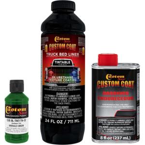 imageCustom Coat Emerald Green 1 Quart Urethane SprayOn Truck Bed Liner Kit  Easy Mixing Just Shake Shoot  Professional Durable Textured Protective Coating Prevent Stop Rust  Car Auto Equipment