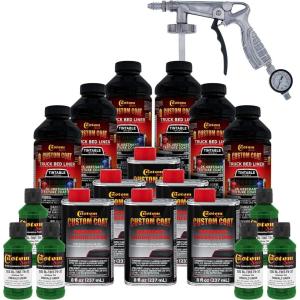 imageCustom Coat Emerald Green 15 Gallon 6 Quart Urethane SprayOn Truck Bed Liner Kit with Spray Gun and Regulator  Easy Mixing Shake Shoot  Textured Protective Coating Prevent Rust  Car Auto