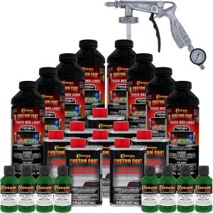 imageCustom Coat Emerald Green 2 Gallon 8 Quart Urethane SprayOn Truck Bed Liner Kit with Spray Gun and Regulator  Easy Mixing Shake Shoot  Textured Protective Coating Prevent Rust  Car Auto