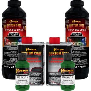 imageCustom Coat Emerald Green 2 Quart 12 Gallon Urethane SprayOn Truck Bed Liner Kit  Easy Mixing Just Shake Shoot  Durable Textured Protective Coating Prevent Stop Rust  Car Auto Equipment