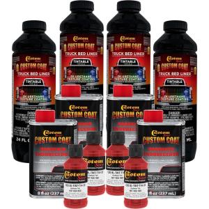 imageCustom Coat Hot Rod Red 1 Gallon Urethane SprayOn Truck Bed Liner Kit Easy Mixing Just Shake Shoot  Professional Durable Textured Protective Coating Prevent Stop Rust  Car Auto Equipment