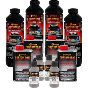 imageCustom Coat Mesa Gray 1 Gallon Urethane SprayOn Truck Bed Liner Kit Easy Mixing Just Shake Shoot  Professional Durable Textured Protective Coating Prevent Stop Rust  Car Auto Equipment