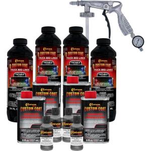 imageCustom Coat Pewter Metallic 1 Gallon Urethane SprayOn Truck Bed Liner Kit with Spray Gun and Regulator  Easy Mixing Shake Shoot It  Durable Textured Protective Coating Prevent Rust  Car Auto