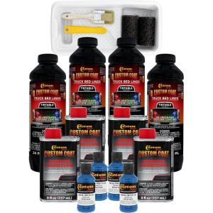 imageCustom Coat Reflex Blue 1 Gallon Urethane RollOn BrushOn or SprayOn Truck Bed Liner Kit with Roller and Brush Applicator Kit  Easy Mixing Shake Shoot Textured Car Auto Protective Coating