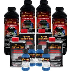 imageCustom Coat Reflex Blue 1 Gallon Urethane SprayOn Truck Bed Liner Kit Easy Mixing Just Shake Shoot  Professional Durable Textured Protective Coating Prevent Stop Rust  Car Auto Equipment