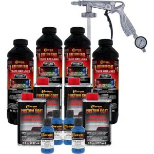 imageCustom Coat Reflex Blue 1 Gallon Urethane SprayOn Truck Bed Liner Kit with Spray Gun and Regulator  Easy Mixing Shake Shoot It  Durable Textured Protective Coating Prevent Rust  Car Auto