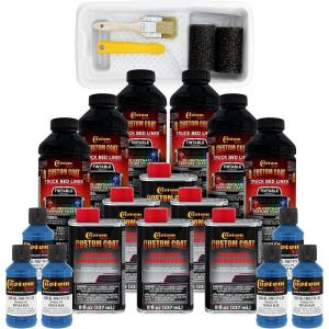 imageCustom Coat Reflex Blue 15 Gallon 6 Quart Urethane RollOn BrushOn or SprayOn Truck Bed Liner Kit with Roller and Brush Applicator Kit  Easy Mixing  Textured Car Auto Protective Coating