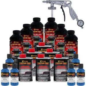 imageCustom Coat Reflex Blue 15 Gallon 6 Quart Urethane SprayOn Truck Bed Liner Kit with Spray Gun and Regulator  Easy Mixing Shake Shoot Textured Protective Coating Prevent Rust  Car Auto
