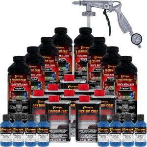 imageCustom Coat Reflex Blue 2 Gallon 8 Quart Urethane SprayOn Truck Bed Liner Kit with Spray Gun and Regulator  Easy Mixing Shake Shoot  Textured Protective Coating Prevent Rust  Car Auto