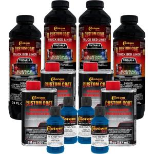 imageCustom Coat Safety Blue 1 Gallon Urethane SprayOn Truck Bed Liner Kit Easy Mixing Just Shake Shoot  Professional Durable Textured Protective Coating Prevent Stop Rust  Car Auto Equipment