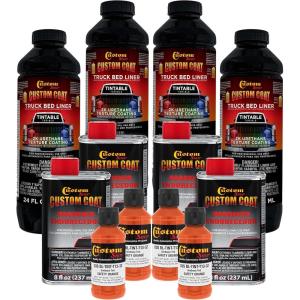 imageCustom Coat Safety Orange 1 Gallon Urethane SprayOn Truck Bed Liner Kit Easy Mixing Just Shake Shoot  Professional Durable Textured Protective Coating Prevent Stop Rust  Car Auto Equipment