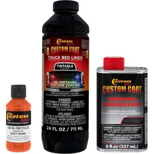 imageCustom Coat Safety Orange 1 Quart Urethane SprayOn Truck Bed Liner Kit  Easy Mixing Just Shake Shoot  Professional Durable Textured Protective Coating Prevent Stop Rust  Car Auto Equipment