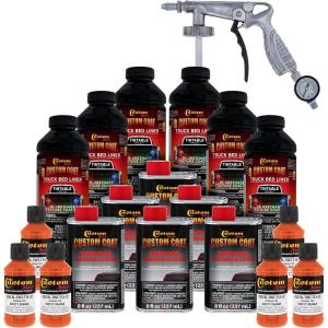 imageCustom Coat Safety Orange 15 Gallon 6 Quart Urethane SprayOn Truck Bed Liner Kit with Spray Gun and Regulator  Easy Mixing Shake Shoot  Textured Protective Coating Prevent Rust  Car Auto