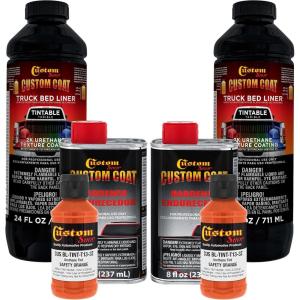 imageCustom Coat Safety Orange 2 Quart 12 Gallon Urethane SprayOn Truck Bed Liner Kit  Easy Mixing Just Shake Shoot  Durable Textured Protective Coating Prevent Stop Rust  Car Auto Equipment