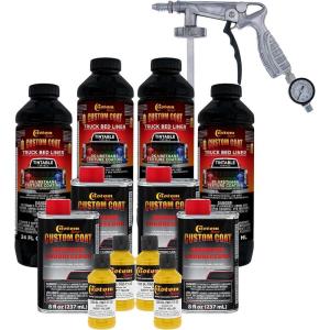 imageCustom Coat Safety Yellow 1 Gallon Urethane SprayOn Truck Bed Liner Kit with Spray Gun and Regulator  Easy Mixing Shake Shoot It  Durable Textured Protective Coating Prevent Rust  Car Auto