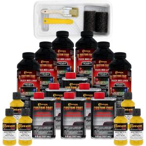 imageCustom Coat Safety Yellow 15 Gallon 6 Quart Urethane RollOn BrushOn or SprayOn Truck Bed Liner Kit with Roller and Brush Applicator Kit  Easy Mixing  Textured Car Auto Protective Coating