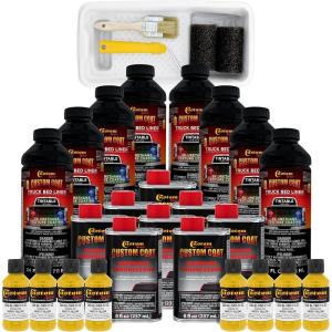 imageCustom Coat Safety Yellow 2 Gallon Urethane RollOn BrushOn or SprayOn Truck Bed Liner Kit with Roller and Brush Applicator Kit  Easy Mixing  Durable Textured Car Auto Protective Coating