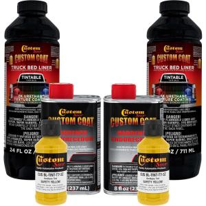 imageCustom Coat Safety Yellow 2 Quart 12 Gallon Urethane SprayOn Truck Bed Liner Kit  Easy Mixing Just Shake Shoot  Durable Textured Protective Coating Prevent Stop Rust  Car Auto Equipment