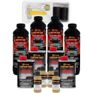 imageCustom Coat Shoreline Beige 1 Gallon Urethane RollOn BrushOn or SprayOn Truck Bed Liner Kit with Roller and Brush Applicator Kit  Easy Mixing Shake Shoot  Textured Car Auto Protective Coating