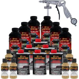 imageCustom Coat Shoreline Beige 15 Gallon 6 Quart Urethane SprayOn Truck Bed Liner Kit with Spray Gun and Regulator  Easy Mixing Shake Shoot  Textured Protective Coating Prevent Rust  Car Auto
