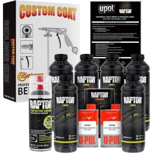 imageCustom Shop 6 Quart Kit  Black Urethane SprayOn Truck Bed Liner Kit with Custom Coat Spray Gun with Regulator Bonus Can of Aerosol Bedliner